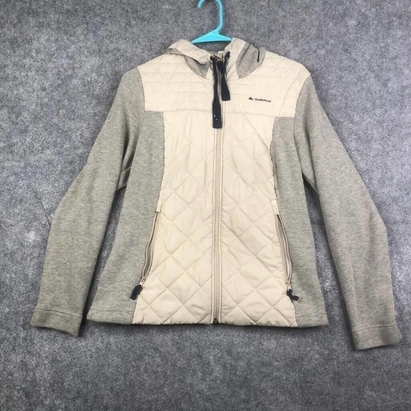Quechua Hooded Full Zip Fleece Women's Size Medium Tan Beige Outdoor - Picture 1 of 10